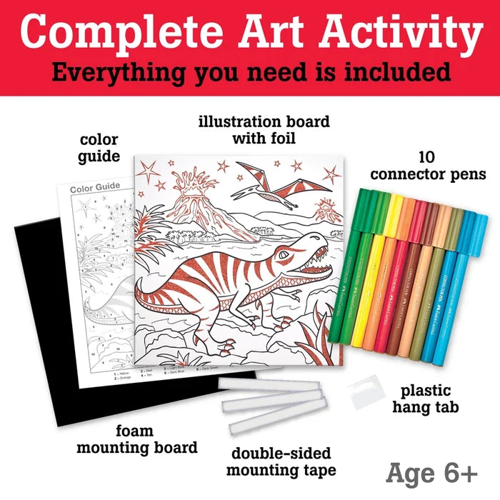 Marker Color By Number T-Rex Foil Fun Kit