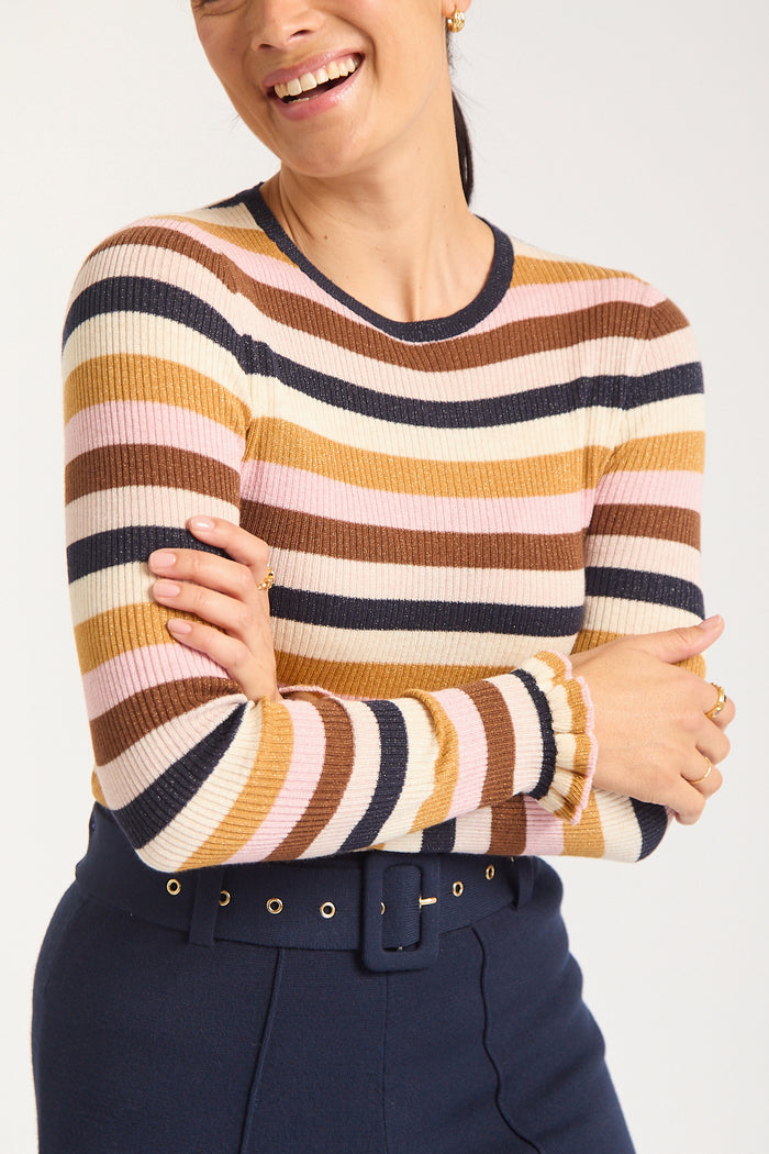 Marley Lurex Top  In Nutmeg