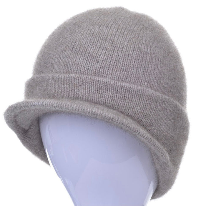 Merino and Possum Cap with Peak in colour mocha