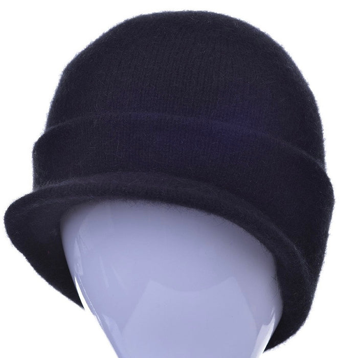 Merino and Possum Cap with Peak in colour black