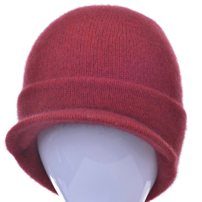 Merino and Possum Cap with Peak in colour red