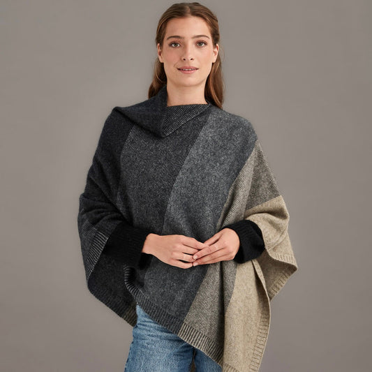 McDonald - Merino & Possum Ombre Poncho (5010) Sepia