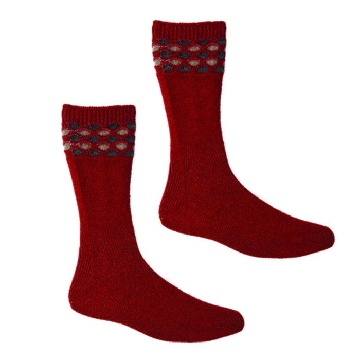 McDonald - Possum & Merino Wave Trim Socks (633)Red
