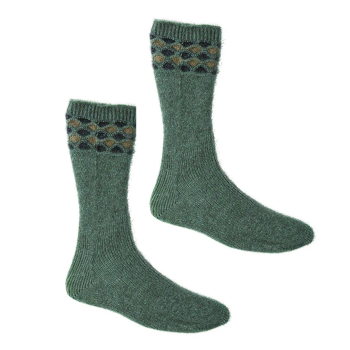 McDonald - Possum & Merino Wave Trim Socks (633)Mint