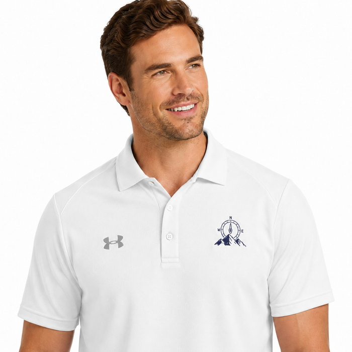 Lightweight men's polo t shirt by Under Armour with textured fabric, self collar and fresh relaxed fit for golf or office now