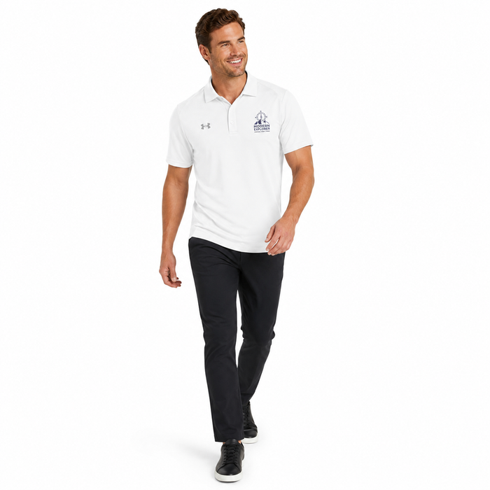 Men's short sleeve polo shirt with odor-resistant feel, button placket and lightweight fabric for travel and daily wear daily