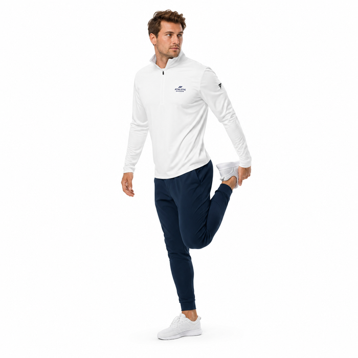 Men's recycled material quarter zip pullover with moisture-wicking performance, quarter zip and relaxed everyday fit for men.