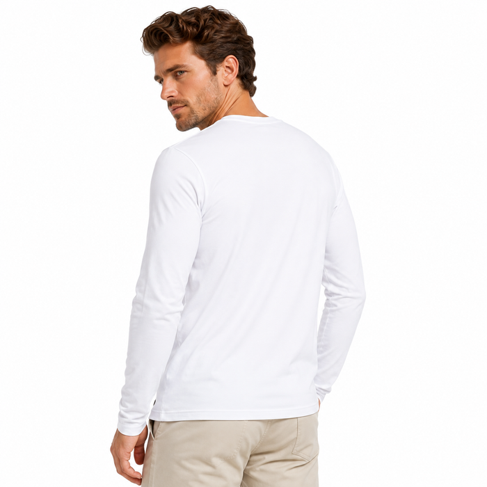 Men's soccer shirt with long sleeves, 100% polyester fabric and double-needle stitching for everyday wear and game-day style.