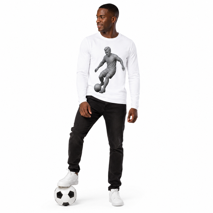 Men's long sleeve soccer shirt in 100% polyester, a printed size and care label for sporty casual looks and easy gift giving.