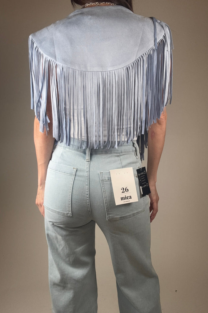 Style the Mica Denim High Rise Cropped Wide Leg With Patch Pocket Jeans exclusively at Born To Glam