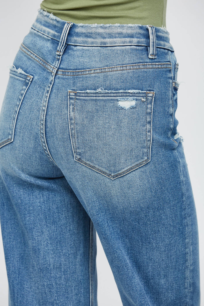 Style the Mica Denim Stretch High Rise Wide Leg Jeans exclusively at Born To Glam