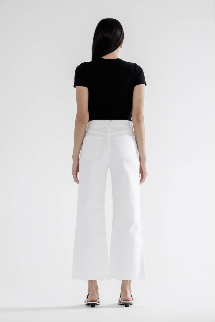 Style the Mica Denim White High Rise Wide Leg Jeans exclusively at Born To Glam