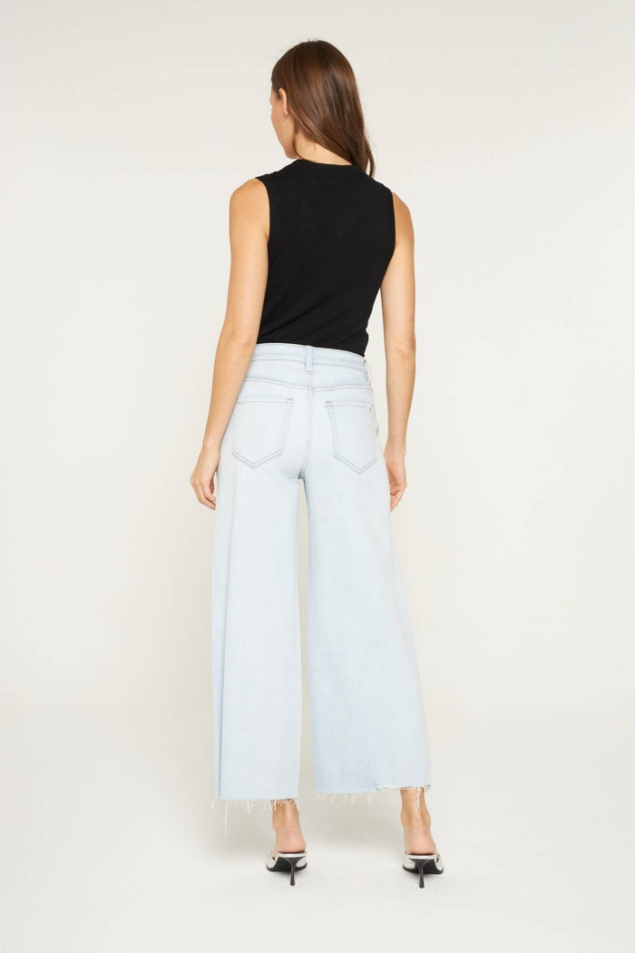 Style the Mica High Rise Wide with Distressed Leg exclusively at Born To Glam