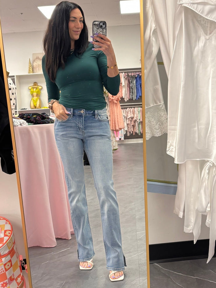 Mid Rise Y2K Boot Cut Denim Jeans - Intimate Whispers