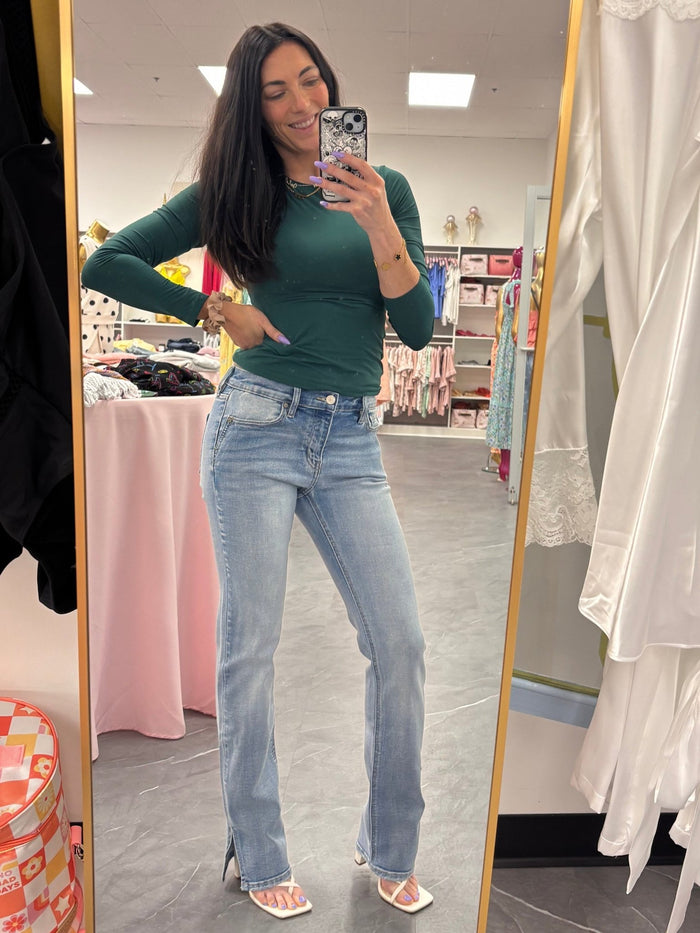 Mid Rise Y2K Boot Cut Denim Jeans - Intimate Whispers