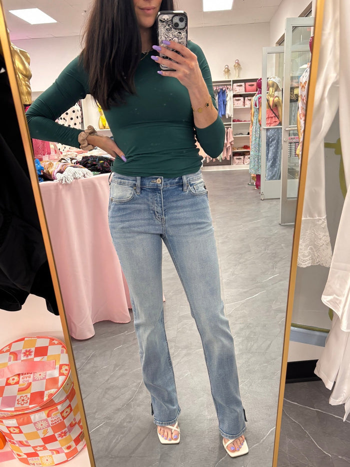 Mid Rise Y2K Boot Cut Denim Jeans - Intimate Whispers