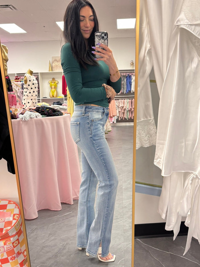 Mid Rise Y2K Boot Cut Denim Jeans - Intimate Whispers