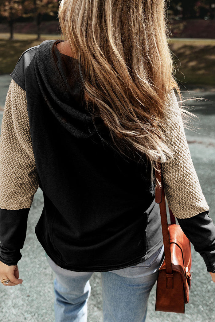 Mist Green Contrast Sleeves Patchwork Colourblock Hoodie - Tops/Sweatshirts & Hoodies