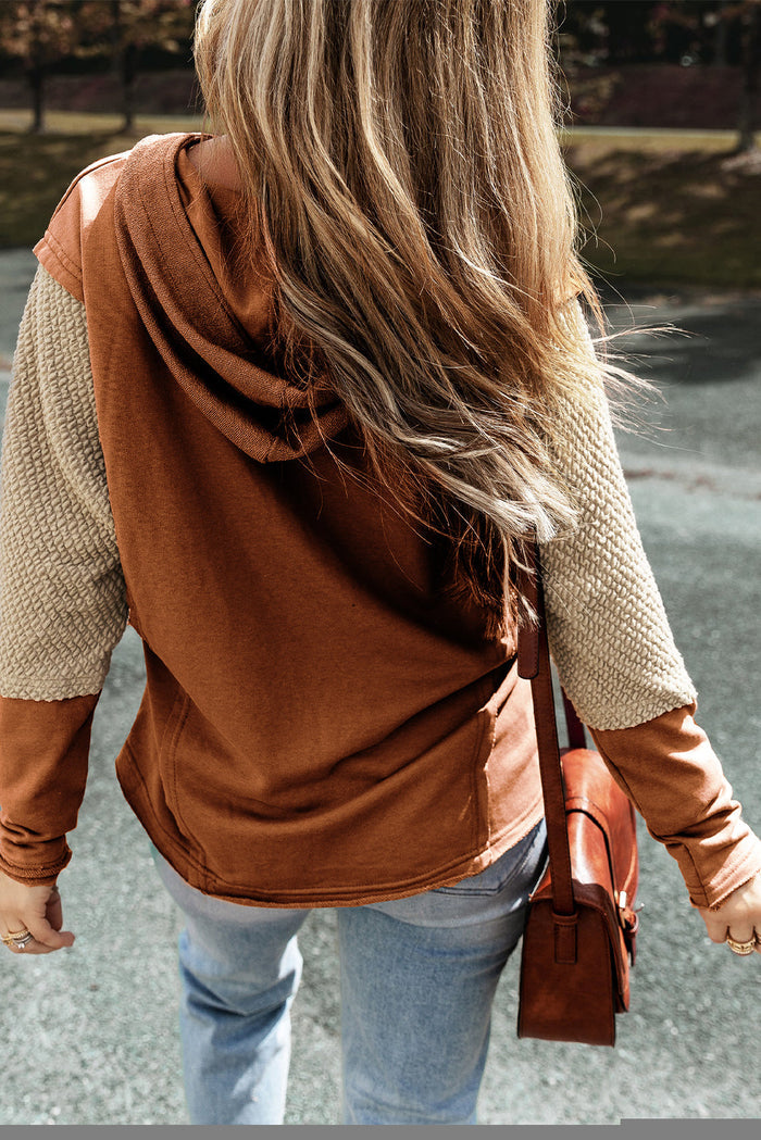 Mist Green Contrast Sleeves Patchwork Colourblock Hoodie - Tops/Sweatshirts & Hoodies