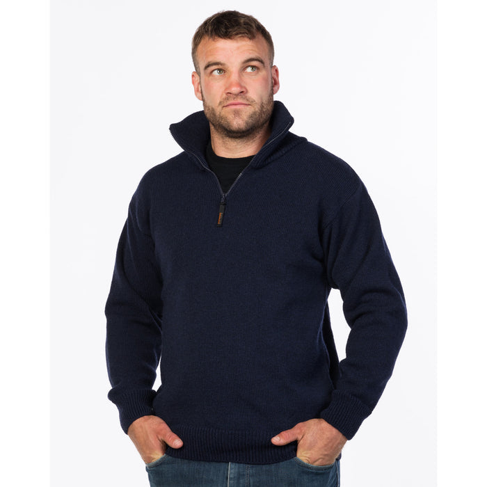 MKM - 100% Wool Northwester w/ Suede Patches (MS1742) Navy