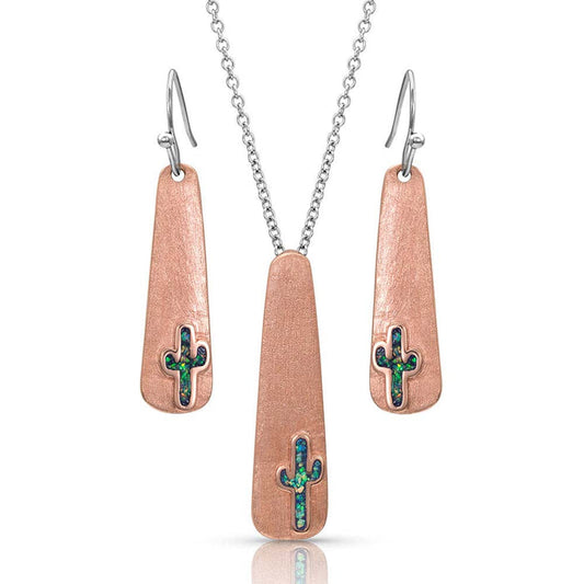 Montana Silversmiths Desert Sun Opal Cactus Jewelry Set