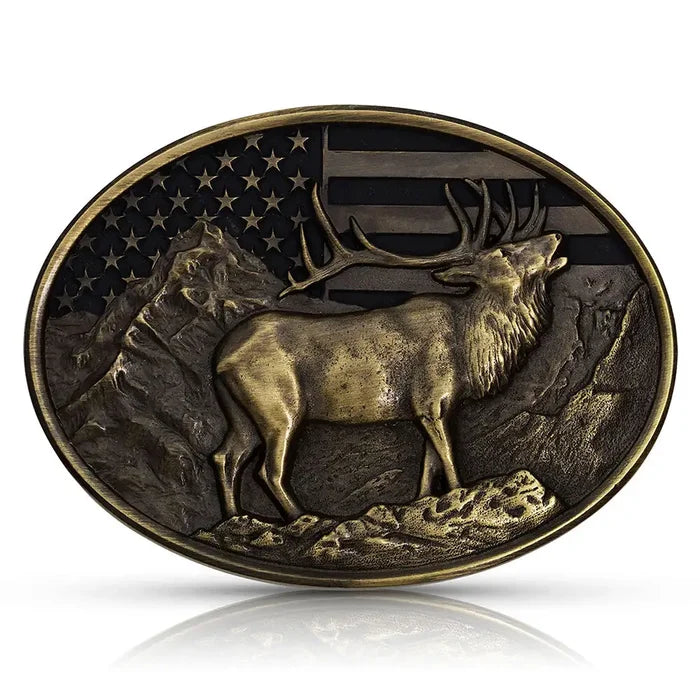 Montana Silversmiths Heritage Heart of the Mountain Elk Attitude Buckle