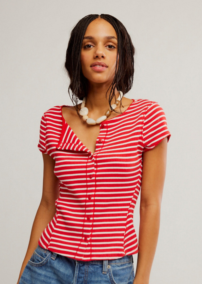 Most Wanted Striped Cardi - Red & White Stripe