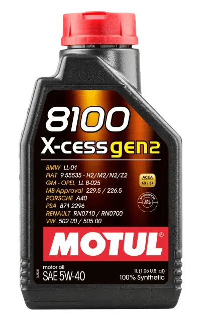 MOTUL 8100 X-cess Gen 2 5W40 full synthetic motor oil, 1 liter bottle