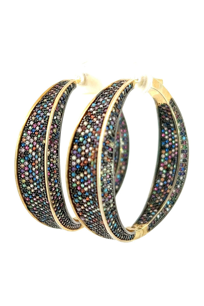 Style the Multicolor Crystal Sterling Silver Hoop exclusively at Born To Glam
