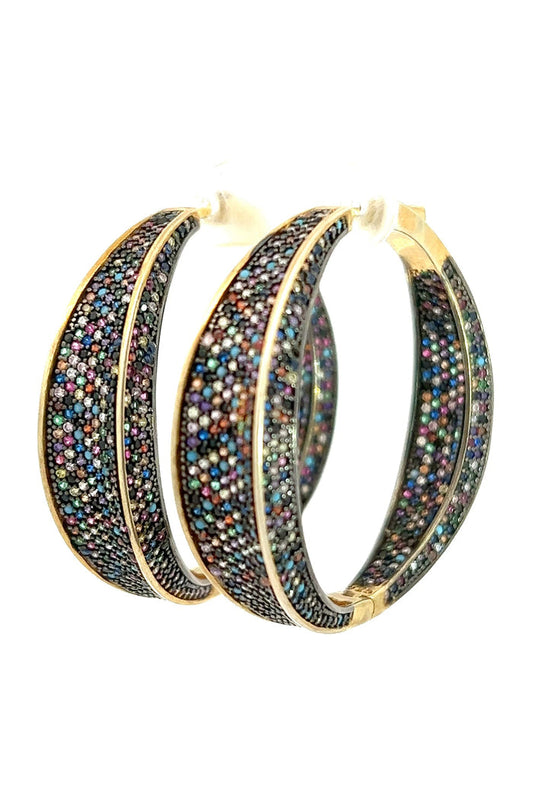 Style the Multicolor Crystal Sterling Silver Hoop exclusively at Born To Glam