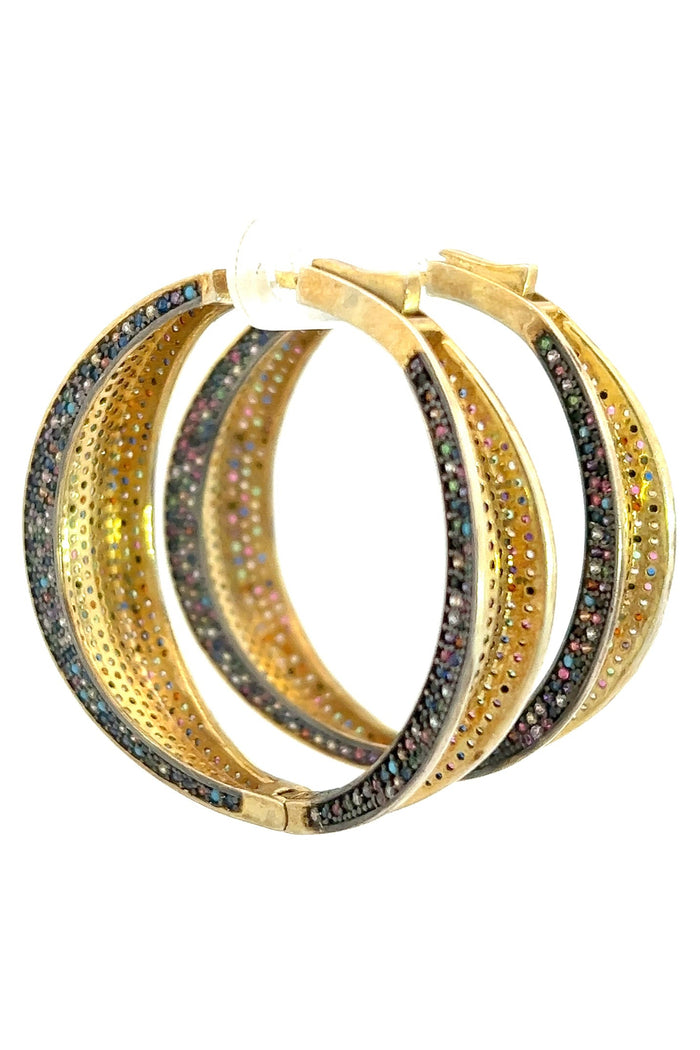 Style the Multicolor Crystal Sterling Silver Hoop exclusively at Born To Glam