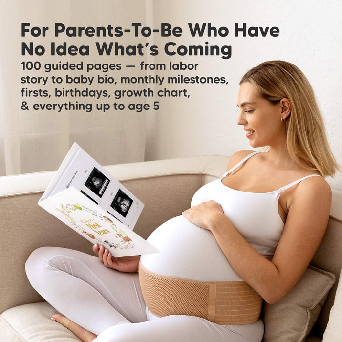 For Parents-To-Be Who Have No Idea What’s Coming
100 guided pages — from labor story to baby bio, monthly milestones, firsts, birthdays, growth chart, & everything up to age 5