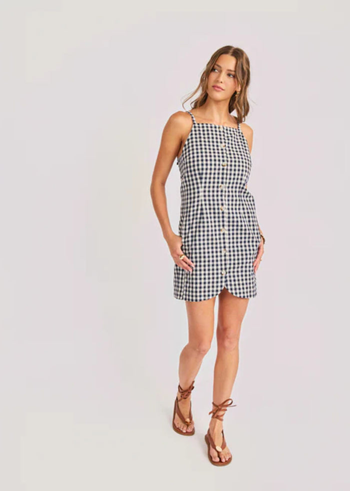 Mustang Gingham Mini Dress - Navy
