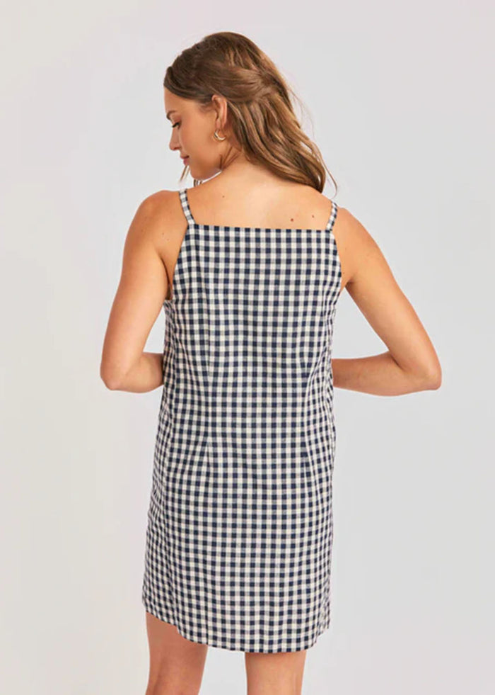 Mustang Gingham Mini Dress - Navy