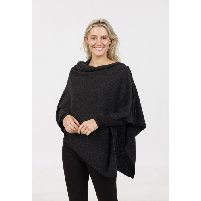 Native World - Merino & Possum Anyway Wrap (NE557)Charcoal