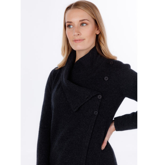 Native World - Merino & Possum Asymmetric Jacket (NS664)Charcoal