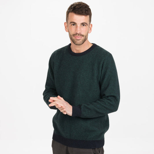 Native World - Merino & Possum Mens Textured Crew (NE428) Deep Sage.