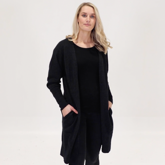 Native World - Merino & Possum Wrap Jacket (NB498)Black