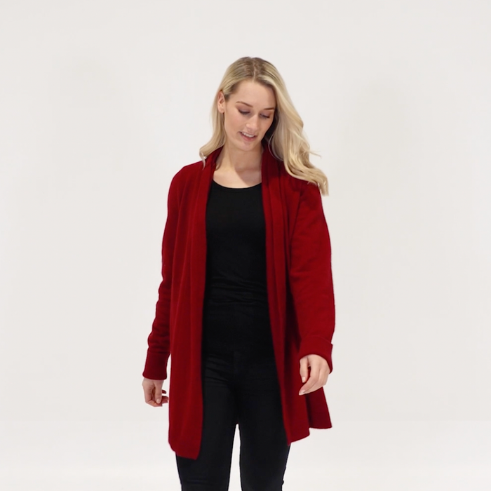 Native World - Merino & Possum Wrap Jacket (NB498)Berry