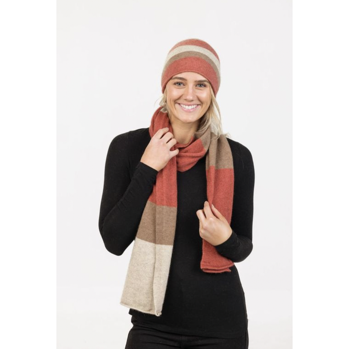 Native World - Possum & Merino Travel Scarf (NX824)Rosewood Stripe