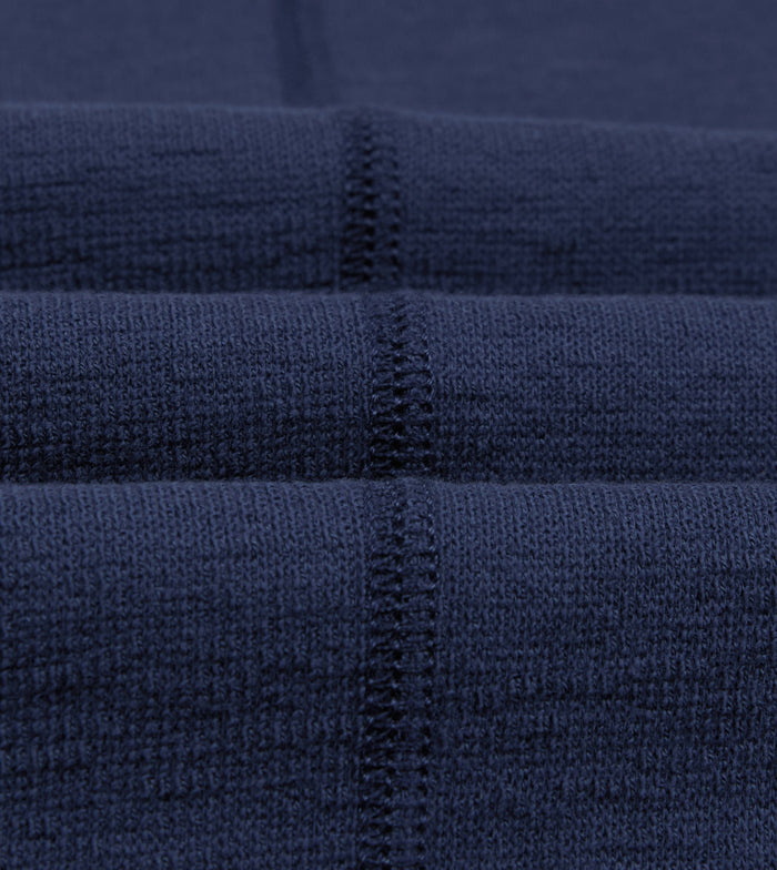 Navy Cotton Long-Sleeve Mock Neck Hiking T-Shirt
