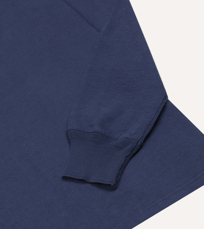 Navy Cotton Long-Sleeve Mock Neck Hiking T-Shirt