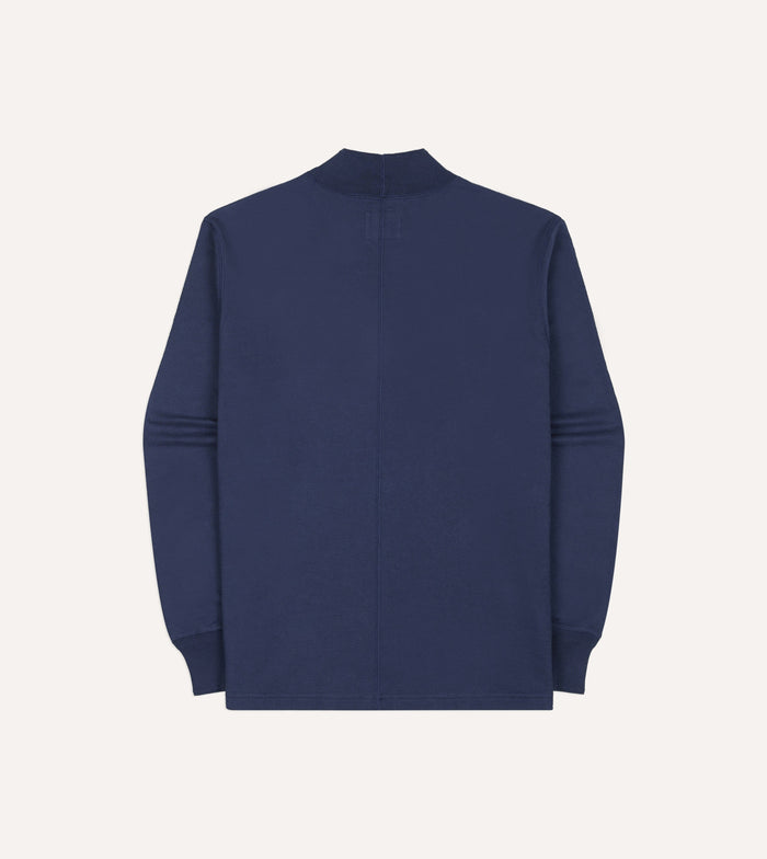 Navy Cotton Long-Sleeve Mock Neck Hiking T-Shirt