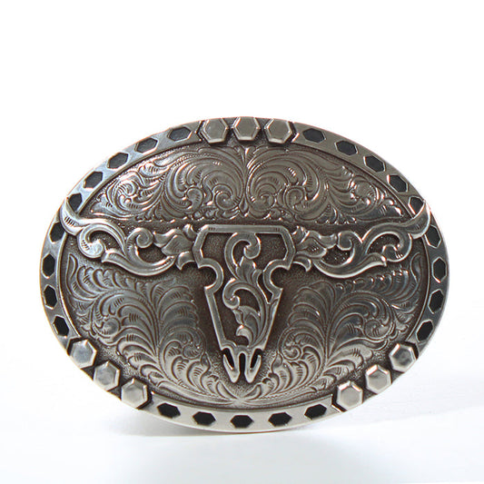 Nocona Floral Skull Belt Buckle