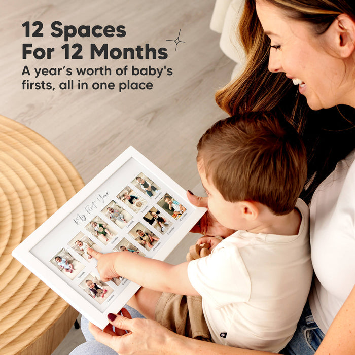 12 Spaces For 12 Months
A year’s worth of baby’s firsts, all in one place
