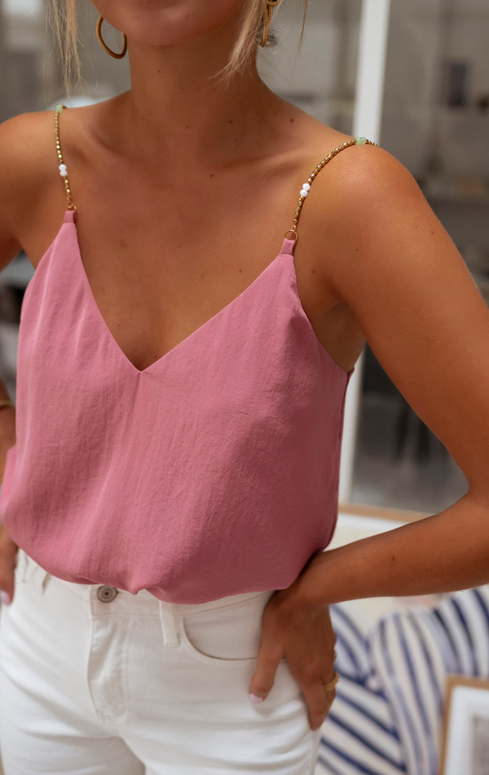 Old pink Lacty cami top, front view