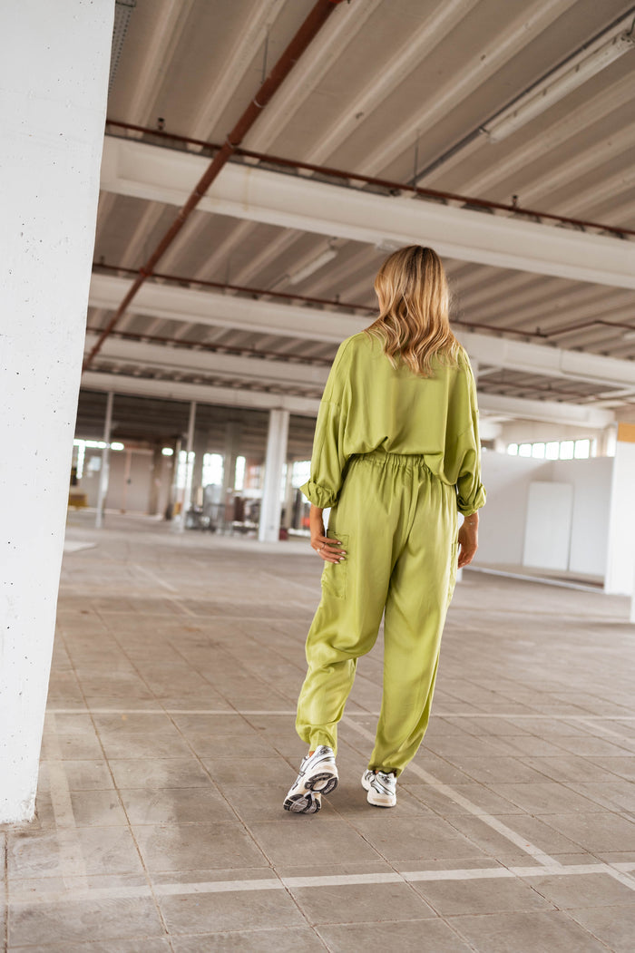 Olive green Chandler cargo pants full length