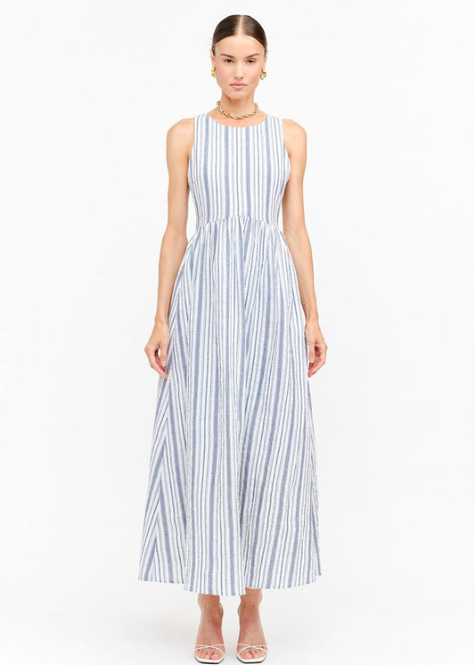 Oliver Seersucker Maxi Dress - Blue