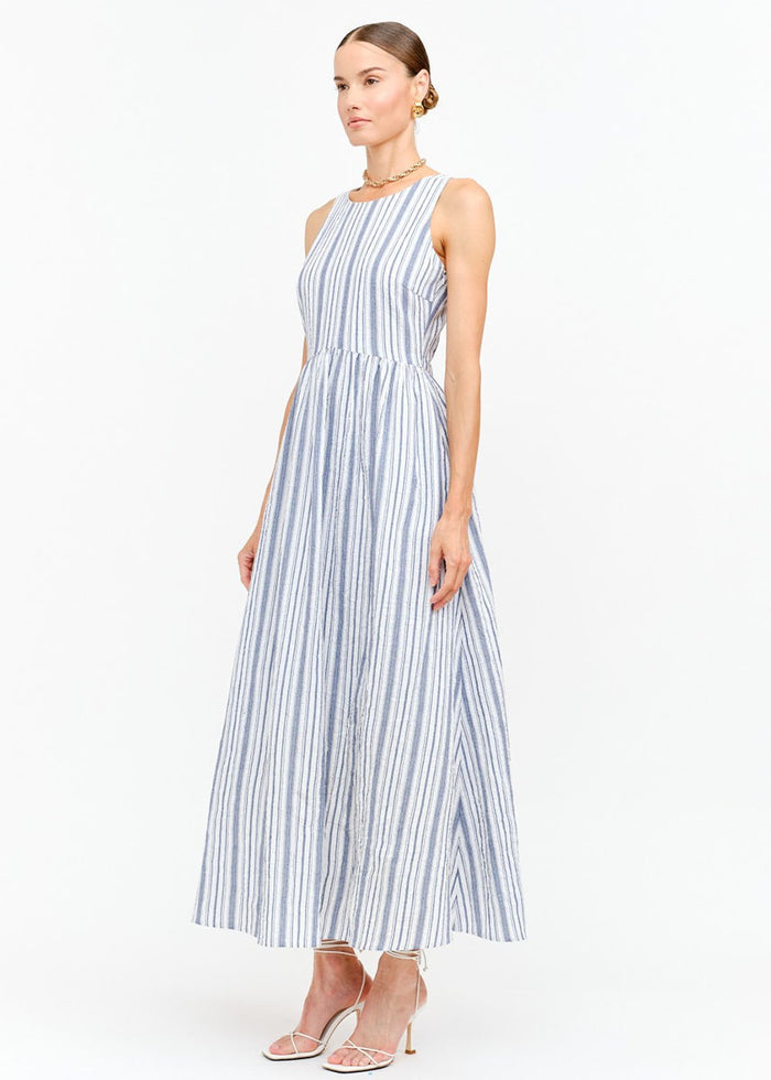 Oliver Seersucker Maxi Dress - Blue