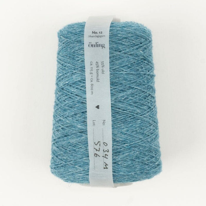 Önling No 12: All - season wool and cotton blend yarn - Dark turquoise melange (034m)